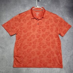 Tommy Bahama Island Zone Mens XL Orange Pineapple Print Polo Shirt Short Sleeve